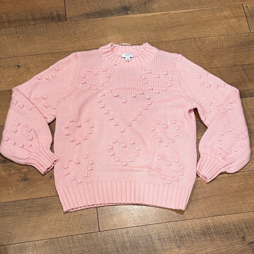 crown & ivy Pink Heart Pattern Sweater